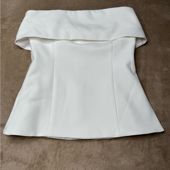 Babaton Tops - Babaton White Strapless Fold-Over Bodice Top